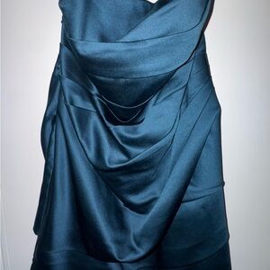 David's Bridal Strapless Teal Dress